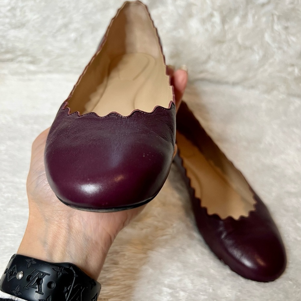 Chloe Leather Flats, Size 37
